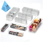 BLULEE 4-in-1 Expandable Drawer Organizer Set, Adjustable Clear Bins by BLULEE