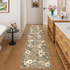 DUKINO 2x8 Washable Runner Rug, Floral Non Slip Kitchen Rugs, Light Taupe - Image 5