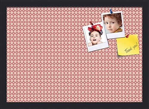 PinPix 20x14 inch Cork Bulletin Board. This Decorative Framed Pin Board Comes with Diamond Pattern in Pink and Beige Design and Satin Black. Ideal for Home, Office Decor or School (PinPix-290) by PinPixBulletinBoards