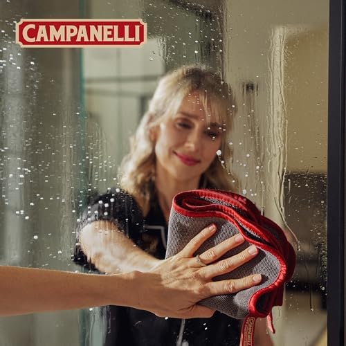 CAMPANELLI Loopy Microfiber Cleaning Cloths - Gray/Red, 3 Pack - Image 2