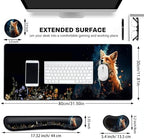 Large Gaming Mouse Pad+ Keyboard Wrist Rest Set, Ergonomics Memory Foam Mouse Mat Wrist Rest Support for Home Office, Waterproof Extended Mousepad 31.5x11.8in, Cute Red Fox Animal Black Desk Pad - Image 6