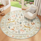DUKINO 4ft Round Rug, Washable Animal Small Round Area Rug Non Slip, Beige - Image 4