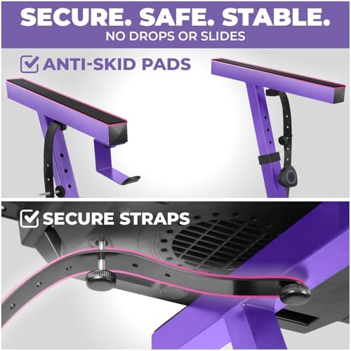 Liquid Stands Keyboard Stand w/ Wheels - Z Style Adjustable & Portable Professional Heavy Duty Digital Piano Stand - Fits 54-88 Key Electric Pianos - Sturdy Rolling Musical Keyboard Stand (Purple) - Image 4