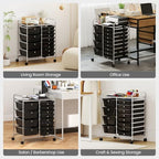 Giantex 12 Drawer Rolling Cart with Drawers, Storage Organizer Cart for Classroom Office School Teacher, Mobile Drawer Cart for Tools, Crafts, Small Printer, Black - Image 6