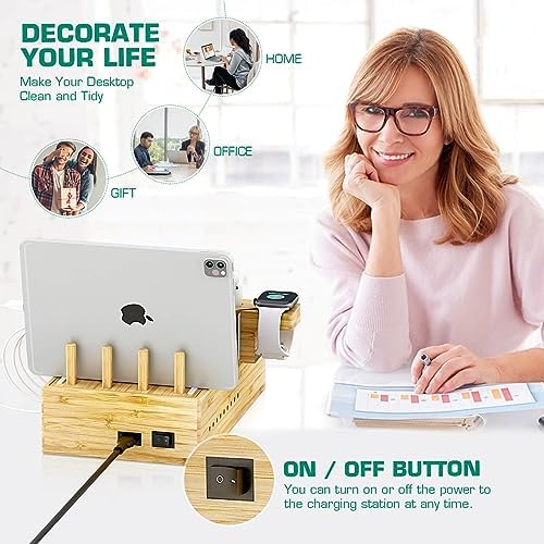 Bamboo Wireless Charging Station for Multiple Devices,Wood Charging Station - Image 7