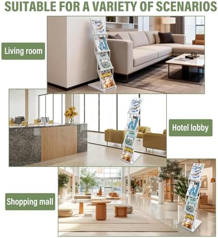 4-Pocket Foldable Magazine & Brochure Display Rack, Portable Literature Stand for Office, Trade Shows and Exhibitions, with Carrying Bag (White) - Image 6