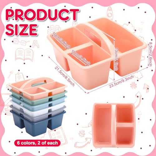 Potchen 12 Pack Caddy Organizer with Handle Plastic Table Supply Caddy Bulk - Image 2