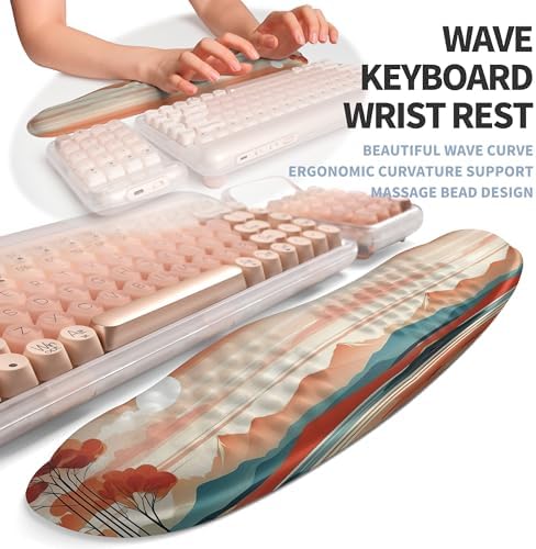 2-in-1 Ergonomic Set, Wave Keyboard Wrist Rest and Massage Slope Mouse Pad Wrist Support, Rebound Memory Foam for Relieve Carpal Tunnel Syndrome and Wrist Pain (Landscape) - Image 2
