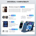 Wireless Charger for iPhone - 5 in 1 Charging Station for Multiple Devices Apple: Fast Wireless Charging Stand Dock for iPhone 17 16e 16 15 14 13 12 Pro Max Apple Watch Airpods(Blue) - Image 3