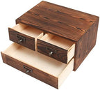 MyGift Wooden Desk Organizer with Drawers, Dark Brown Wood Desktop Storage Cabinet with 3 Drawers for Office Supplies, Sewing Kits and Accessories - Image 6
