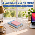 Domensi 2 Pack Scalloped Acrylic Paper Letter Tray, Clear Paper Organizers for Desk, Stackable Aesthetic A4 File Holder Sorter for Home Office Document Mail, Desktop Decor and Accessories Organizer - Image 6