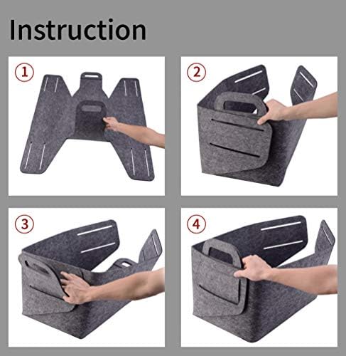 Minoisome Storage Basket Felt Storage Bin Collapsible& Convenient Box Organizer with Carry Handles for Office Bedroom Closet Babies Nursery Toys Laundry (Dark grey, 15.7inch（L）×11inch（W）×10inch（H）) - Image 7