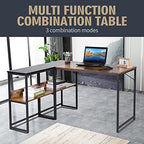 UNICOO® 3 Combination L Shaped Corner Desk with Shelves, Computer Desk with Drawers, Home Office Writing Study Bookshelf Desk Combo, Multi-Function 4 Tier Reversible Storage Bookshelf (XJH-2402) - Image 4
