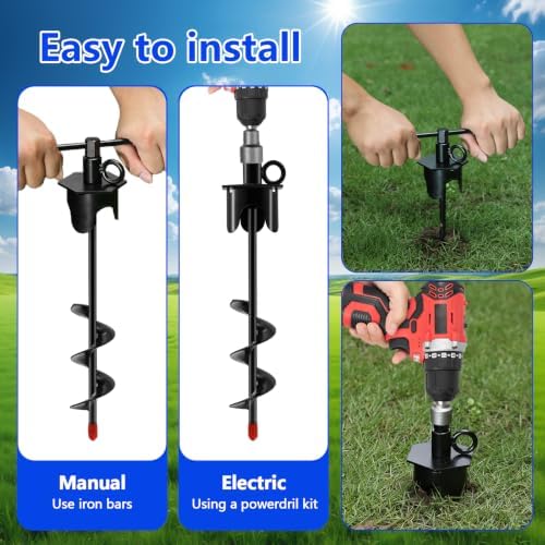 Heavy Duty Dog Tie Out Stake,13.7" Spiral Ground Anchor with Swivel Ring - Image 3