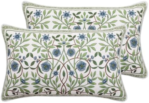 ISAENNE Designer Linen Throw Pillow Cover,Set of 2,20"x12"-Mosella A by Isaennehomedecoration