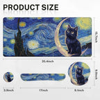 Arttown Keyboard Mouse Pad Set, 4 in 1 Desk Mat Set Cat Moon - Image 2