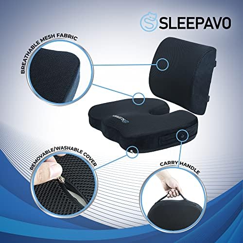 Sleepavo Memory Foam Seat Cushion for Sciatica Tailbone Coccyx Pain Relief - Image 4