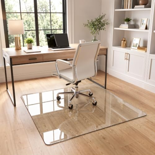 45"x45" Tempered Glass Office Chair Mat for Carpet & Hardwood Floor by Unknown
