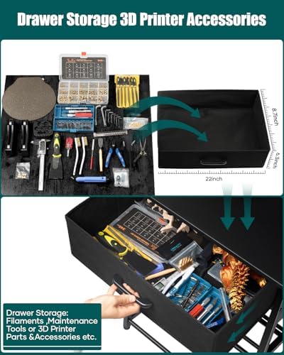 AHOWPD 3D Printer Table with Filament Storage and Drawer Organzier - Image 3