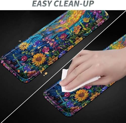 3Pcs Mouse Pad Set, Watercolor Flowers Large Gaming Mouse Pad with Stitched Edge, Ergonomic Memory Foam Keyboard Wrist Support and Mouse Wrist Rest Cushion, Pain Relief Non-Slip Desk Pad Combo - Image 6