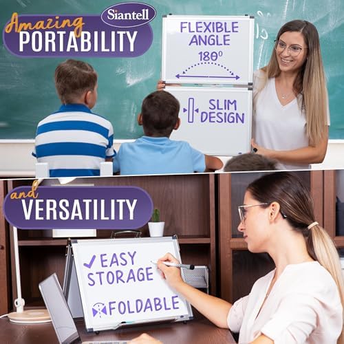 Small Dry Erase White Board – Magnetic Desktop Whiteboard - 16x12 inch 4 Sides Portable Whiteboard for Kids - Tabletop Mini Easel with Cover Bag for Office Desk, Students, Teachers - Image 2