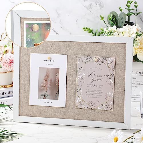 Teling 6 Pack Wood Bulletin Boards with Linen 12''x 16'' Cork Board for Walls with 60 Pushpin Decorative Wood Framed Display for Classroom School Office Bedroom (White) - Image 4