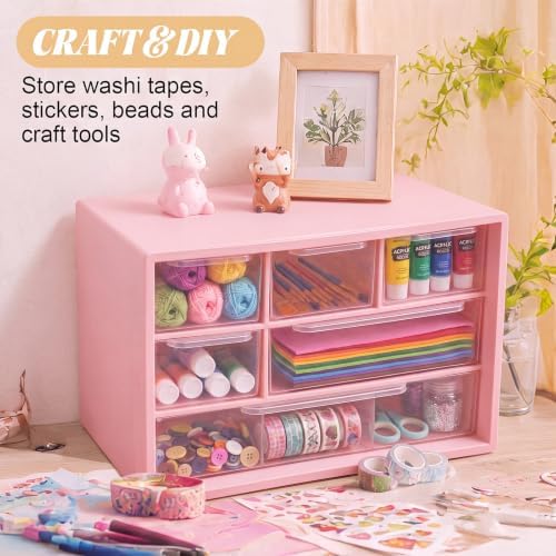 Briwooody 6 Pack Small Drawer Organizer Stackable Desktop Storage, Pink - Image 5