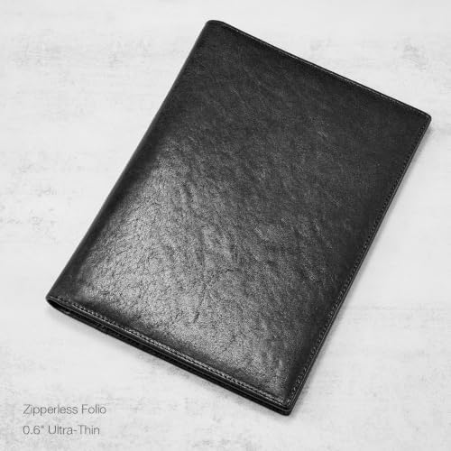 HISCOW Slim Leather Junior Padfolio, 5x8 Notepad Cover, Veg-Tanned Noir - Image 3
