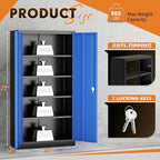 INTERGREAT Metal Storage Cabinet with Doors, 72" Locking Steel Storage Cabinet with Shelves, Tall Metal Cabinet Lockable Steel Cabinets for Home Office, Garage,(Black+Blue) - Image 3