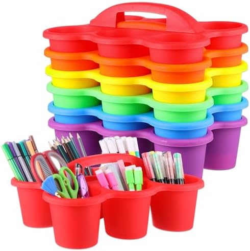 6 Pack Classroom Caddy Organizer with Handle, 6 Compartments, Colorful by gisgfim
