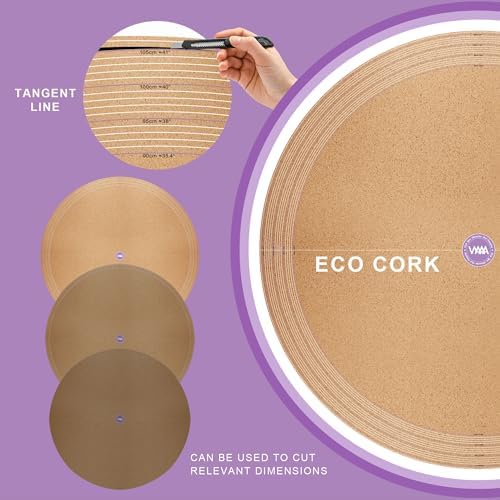 Vyaaa Round Table Pad, 42 Inch Large PU Leather Table Cloth, Cuttable Round Table Protector - Cut to Fit 35” to 42” Dining Table, Desk, Coffee Table, Kitchen Office Table (Black) - Image 3