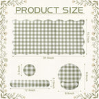 Sabary Gingham Desk Mat Scalloped Sage Green, 31.5 x 15.7 Inch - Image 2