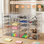 DOMNIU Acrylic Makeup Drawer Storage Organizer with 22 Drawers, 4 Set - Image 7