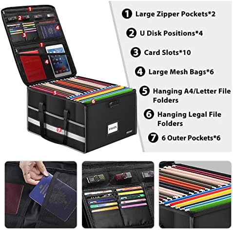 ENGPOW Large Fireproof Document Box with Lock＆Multi Pockets, 19"x16"x11" - Image 2