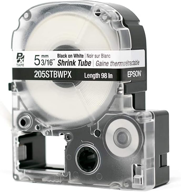 Epson LABELWORKS 205STBWPX-5PK Heat Shrink Tube - Black on White - 5mm - Image 5