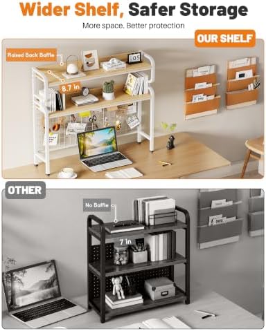 BYMECOST 38.6" Desktop Hutch Bookshelf,2-Tier Desk Shelf with Back Panel - Image 5