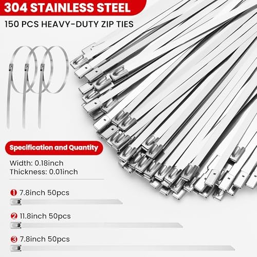 Stainless Steel Cable Tie Gun Set Metal Zip Tie Tool Kit (Red) - Image 4