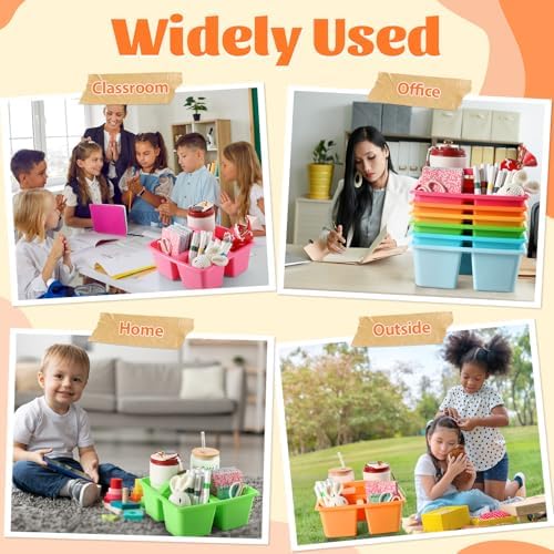 6 Pack Plastic Classroom Organizer Caddy with Handle, Multicolored - Image 6