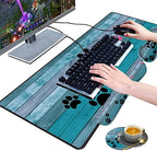 Large Gaming Mouse Pad, Keyboard Wrist Rest pad + Mouse Wrist pad + Coaster Set Extended Waterproof Non-Slip Table mat Suitable for Home Office Learning Games - Black and Pink Dog Paw Prints - Image 4