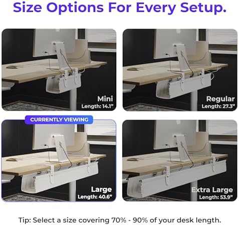 Ascrono Original Under Desk Cable Management Tray, White, 40.6" - Image 4