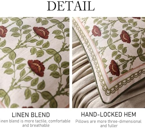 ISAENNE Elegant French Linen Throw Pillow Cover,Set of 2,18"x18"-Estonia D - Image 4