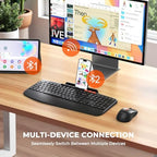 MEETION Bluetooth Wireless Keyboard Mouse Combo with Tablet Holder - Image 2