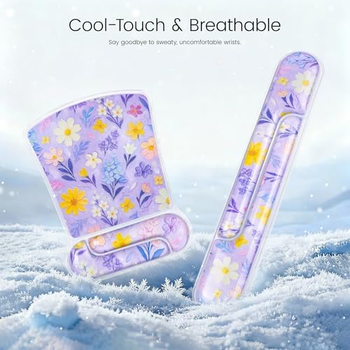 Ospelelf Mouse Pad with Wrist Rest and Ergonomic Gel Keyboard Hand Wrist, Support for Typing Gaming, Relieve Wrist Pain, Cool & Easy to Clean, for Office, Programmer, Home Computer Use Purple Floral - Image 5