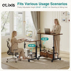OLIXIS Rolling Desk, Storage Shelves, Laptop Table, Home Office - Image 6