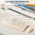 Wireless Keyboard and Mouse Combo,2.4G Ergonomic Wave Keys(Latte Color-B) - Image 2
