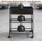 3D Printer Filament Storage Shelf with Drawers& Wheels, Black 2-Tier 3D Printer Filament Metal Stand with Storage, Adjustable Filaments Organzied Rack for Workshop Studio Office, 4 Leveling Feet - Image 2