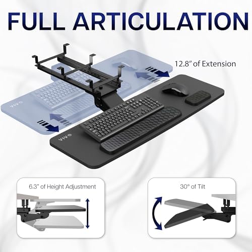 VIVO Premium Black Under Desk 34 x 11 in Keyboard Tray, MOUNT-KB34P-B - Image 4
