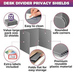 22-Pack Desk Dividers for Students - Waterproof & Durable Plastic Privacy Shield Divider, Classroom Folders Teacher Supplies, Easy-to-Clean Plastic Study Carrel Folder Boards for Student Desks, Grey - Image 3