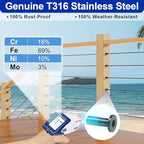 200 Pack Cable Railing Protector Sleeves for 1/8” Deck Railing System, Black Cable Railing Kit Hardware for Wood Post, T316 Stainless Steel Marine Grade DB58 - Image 2
