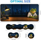 4Pcs Memory Foam Keyboard Wrist Rest Desk Mat Set, Night Shift Frog - Image 5